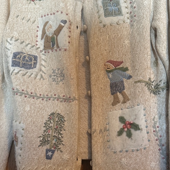 Erika Cream Festive Women's Cardigan - Picture 2 of 4